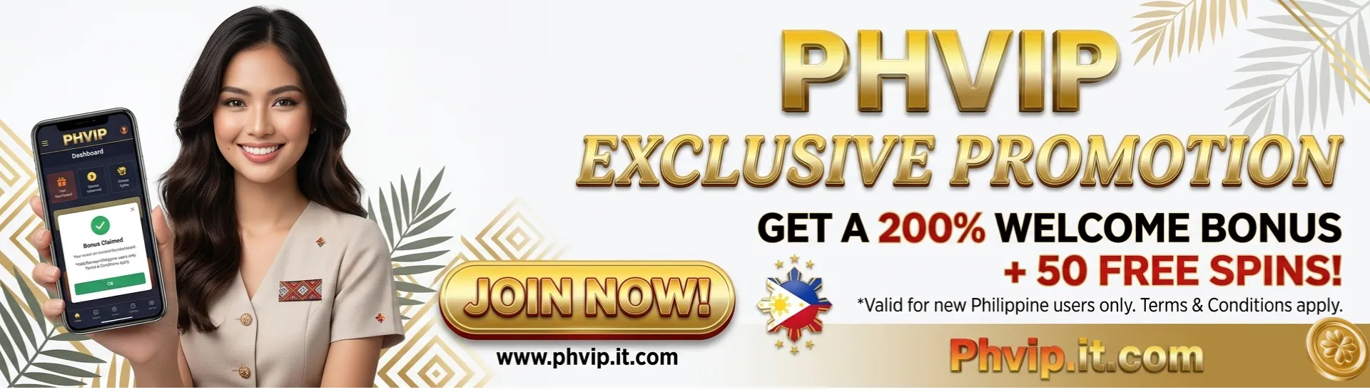 PHVIP Exclusive Promo – 200% Bonus & 50 Free Spins